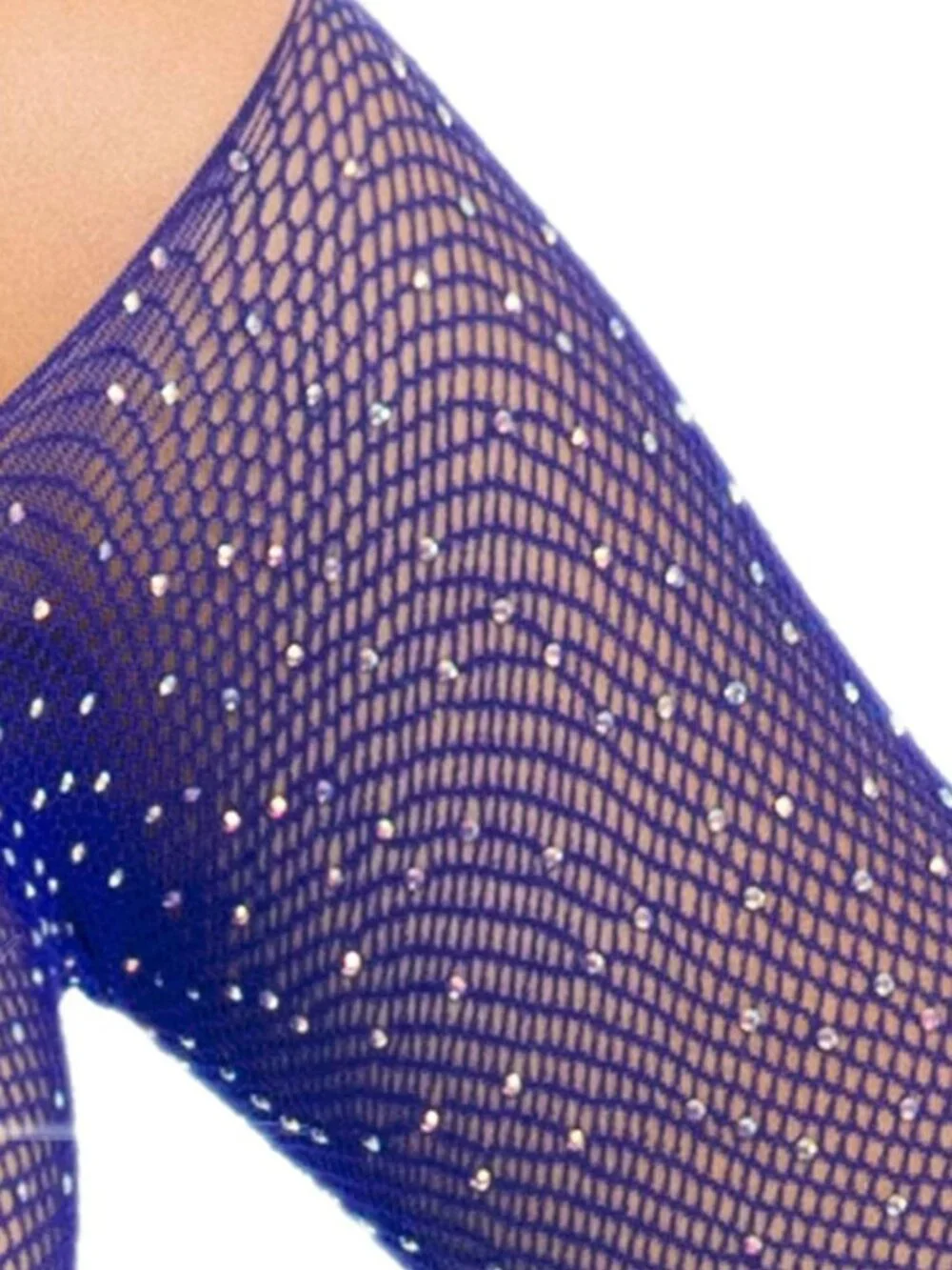 Rhinestone Snap Crotch Bodysuit - One Size - Royal Blue Leg Avenue
